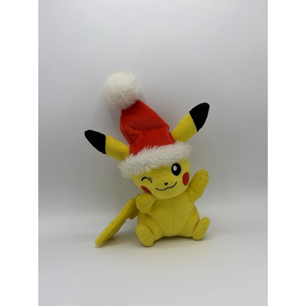 2017 TOMY Pokemon: PIKACHU with Santa Hat 9" Plush Stuffed Toy Christmas Holiday